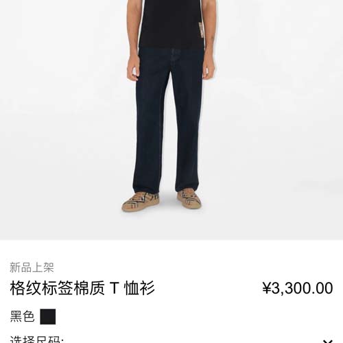 bur*erry平织棉修身款圆领短袖t