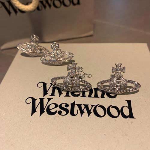 vivienne westwood 土星镶钻耳钉